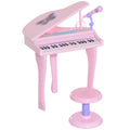 Keyboard Kinder mit 37 Tasten, Hocker Klavier mit Mikrofon, LED-Lehrmodus, Aufnahme, Piano Musikinstrument f¨¹r 3-6 Jahre Kinder Rosa