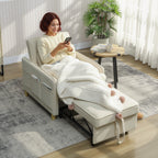 Schlafsessel 3 in 1 Umwandelbarer Sessel mit Bettfunktion, Breiter Sitzfläche für Wohnzimmer, Beige