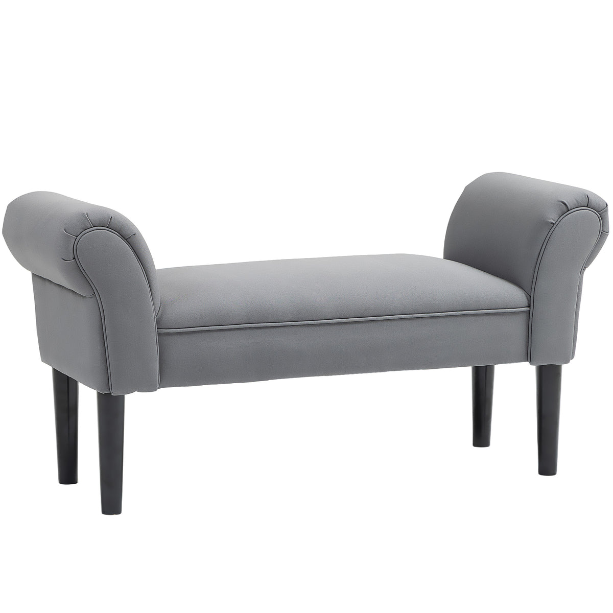 Sitzbank, Bettbank, robuste Bauweise, weiche Polsterung, 102x36x51 cm, Grau