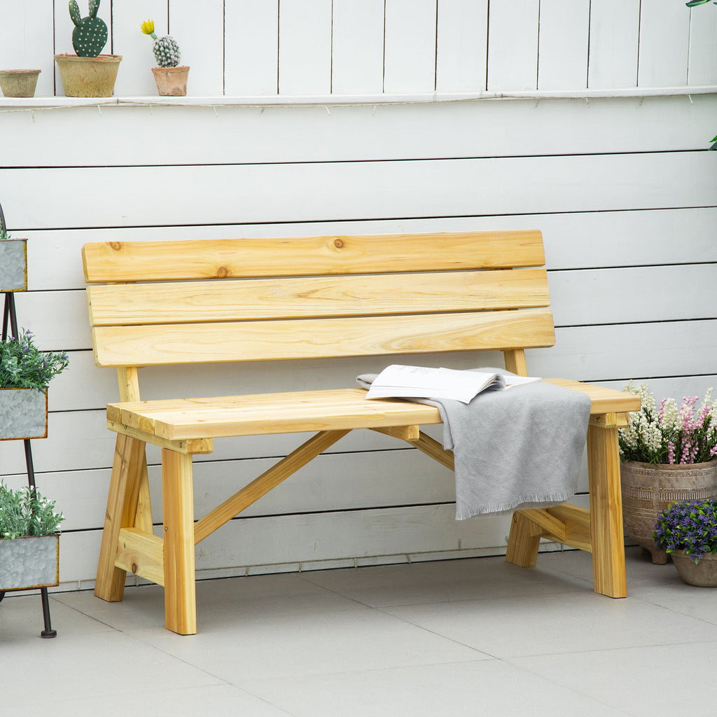 2-Sitzer Gartenbank Holz, wetterfest Sitzbank, UV-Beständig Gartenmöbel mit Rückenlehnen, Parkbank 220kg belastbar, Balkonbank, Holzbank für Balkon Terrasse, Garten, 116 x 56 x 80 cm, Natur