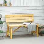 2-Sitzer Gartenbank Holz, wetterfest Sitzbank, UV-Beständig Gartenmöbel mit Rückenlehnen, Parkbank 220kg belastbar, Balkonbank, Holzbank für Balkon Terrasse, Garten, 116 x 56 x 80 cm, Natur