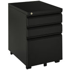 3 Drawer Filling Cabinet, Mobile Metal File Cabinet with Anti-tilt Design for Letter, A4, Legal Size, Black