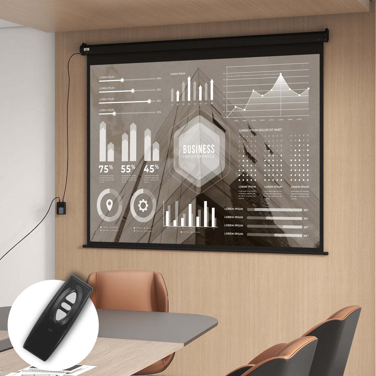 Beamer-Leinwand, Projektionsleinwand, 100 Zoll, 4:3, 203x152 cm, Schwarz