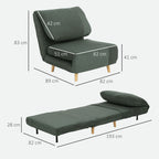 2-in-1 Schlafsessel G?stebett, verstellbare Kopfst¨¹tze Cord-Optik 82 cm x 87 cm x 89 cm Gr¨¹n
