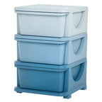Aufbewahrungsboxen für Kinder, 3 Schubladen, abgerundete Kanten, erhöhtes Design, 37x37x56,5 cm, Blau
