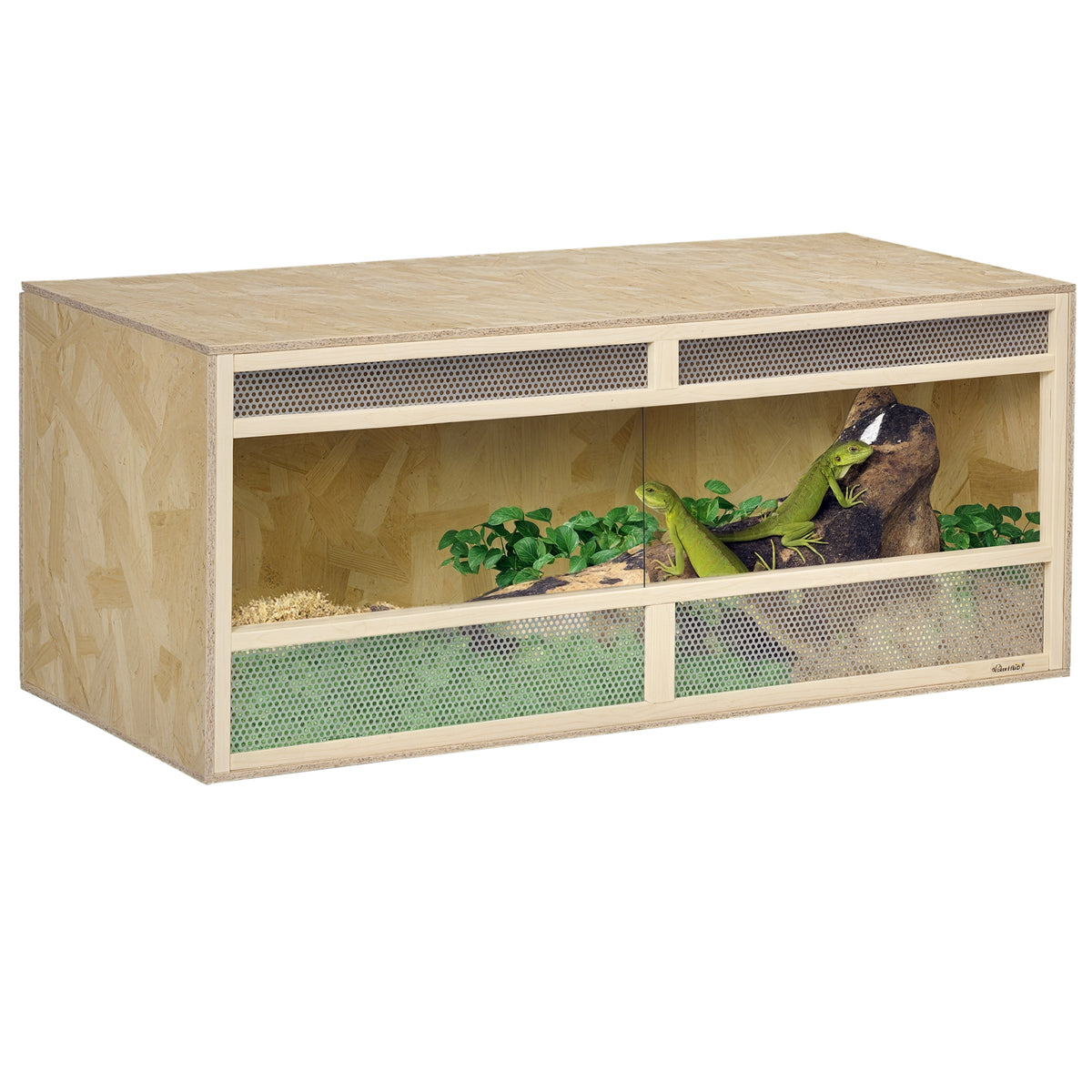 Terrarium für Reptilien/Amphibien, Glasschiebetüren, Lüftungsgitter, 120x50x50cm