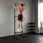 Steel Multi-Use Exercise Power Tower Pull Up Station Adjustable Height W/ Grips
