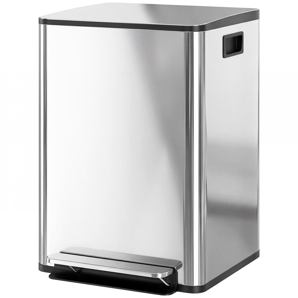 40L Dual Compartment Stainless Steel Bin, with Deodoriser Holders - Silver Tone
