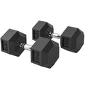 2x15KG Rubber Hex Dumbbell Portable Hand Weights Dumbbell Home Gym