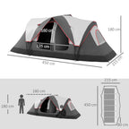 Camping Tent for 6 Man with 2000mm Waterproof Rainfly and Carry Bag for Fishing Hiking Festival, Grey