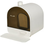 Hooded Cat Litter Box, Kitten Litter Tray, with Lid, Scoop, Filter, Flap Door