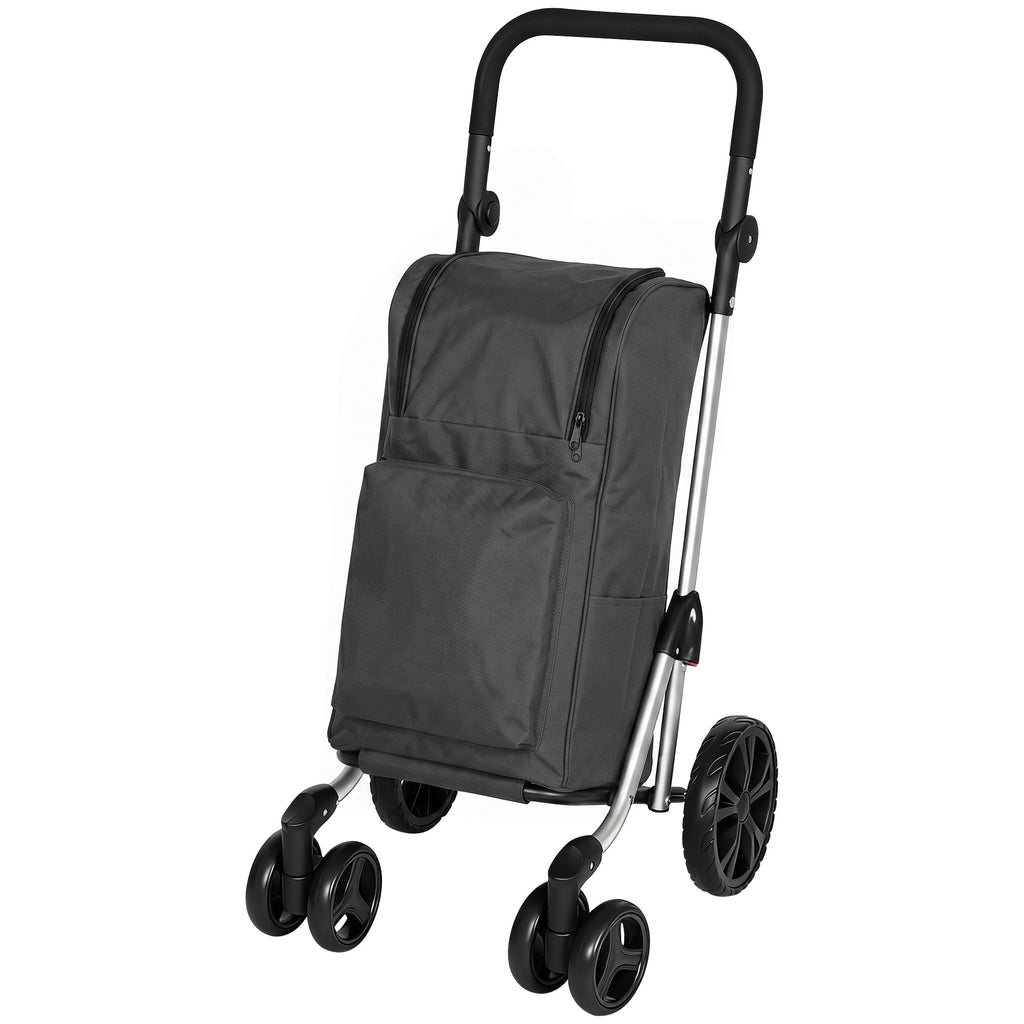 Einkaufstrolley Klappbar mit Kühlfach, 6 Rädern, 46L, Dunkelgrau