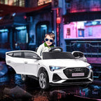 Elektro Kinderauto 12V Audi E-tron Elektrofahrzeug mit Fernbedienung, Sicherheitsgurt und Musikfunktion (MP3/USB/TF), Kinderfahrzeug für 3-5 Jahre, 3-5 km/h, Weiß