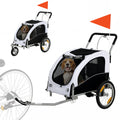2-in-1 Hundeanhänger für Fahrrad Faltbarer Hundebuggy für kleine & mittelgroße Hunde bis 20 kg, Weiß
