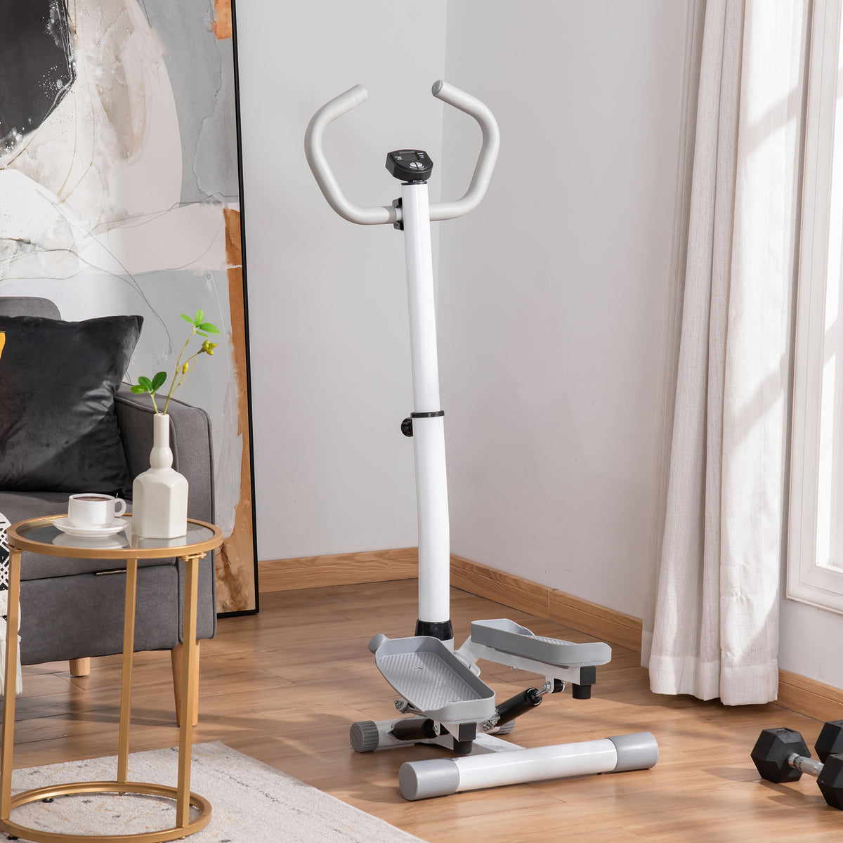 Stepper Heimtrainer f¨¹r Zuhause mit LCD-Bildschirm einstellbare Geschwindigkeit Metall ABS 55 x 53 x 118-128 cm