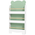 Bücherregal Kinder, 3-stufiges Kinderregal mit Bärenthema für Bücher Spielzeug Kinderzimmer, 55 x 15 x 110 cm, Grün