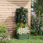 Hochbeet mit Rankgitter Pflankasten mit Rankhilfe, offener Boden, wetterbest?ndig, 61 cm x 61 cm x 140 cm, Gr¨¹n