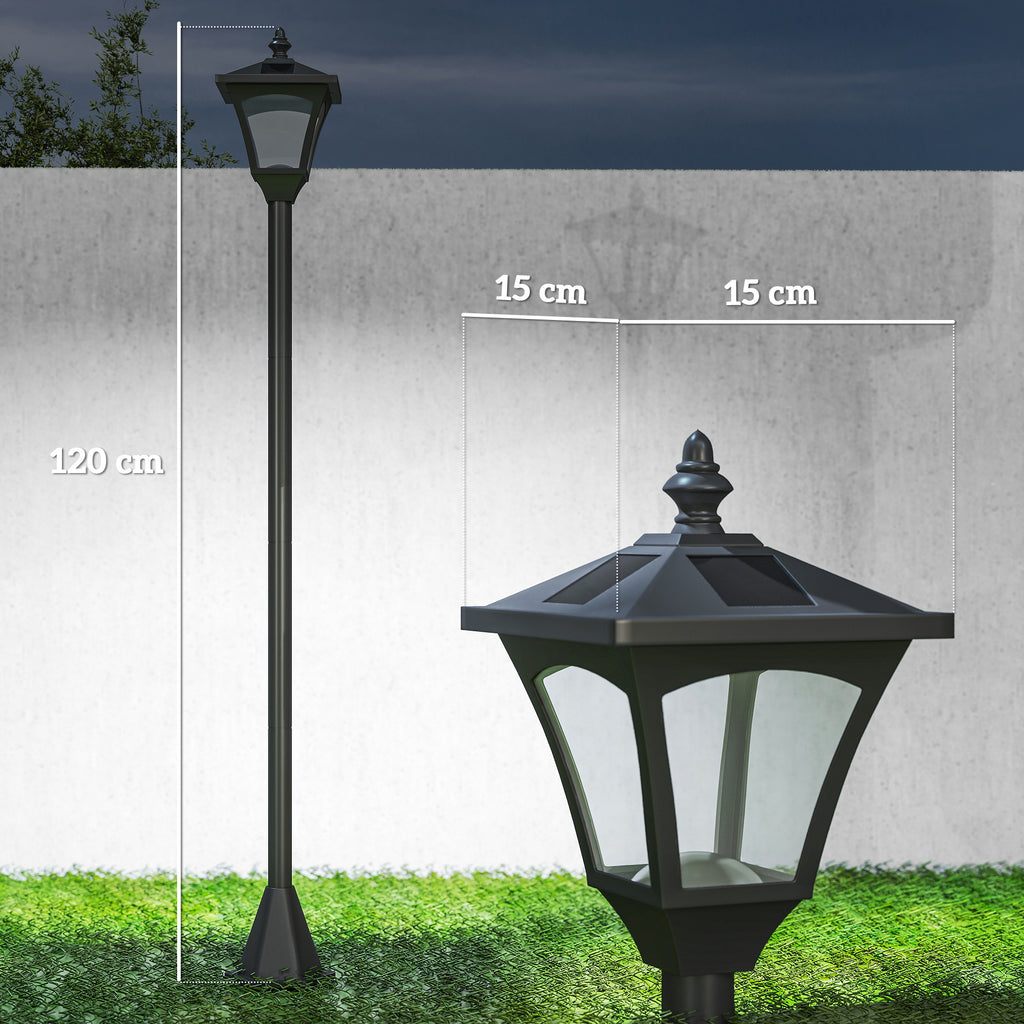1.2m Solar Powered Outdoor Lamp Post - Black