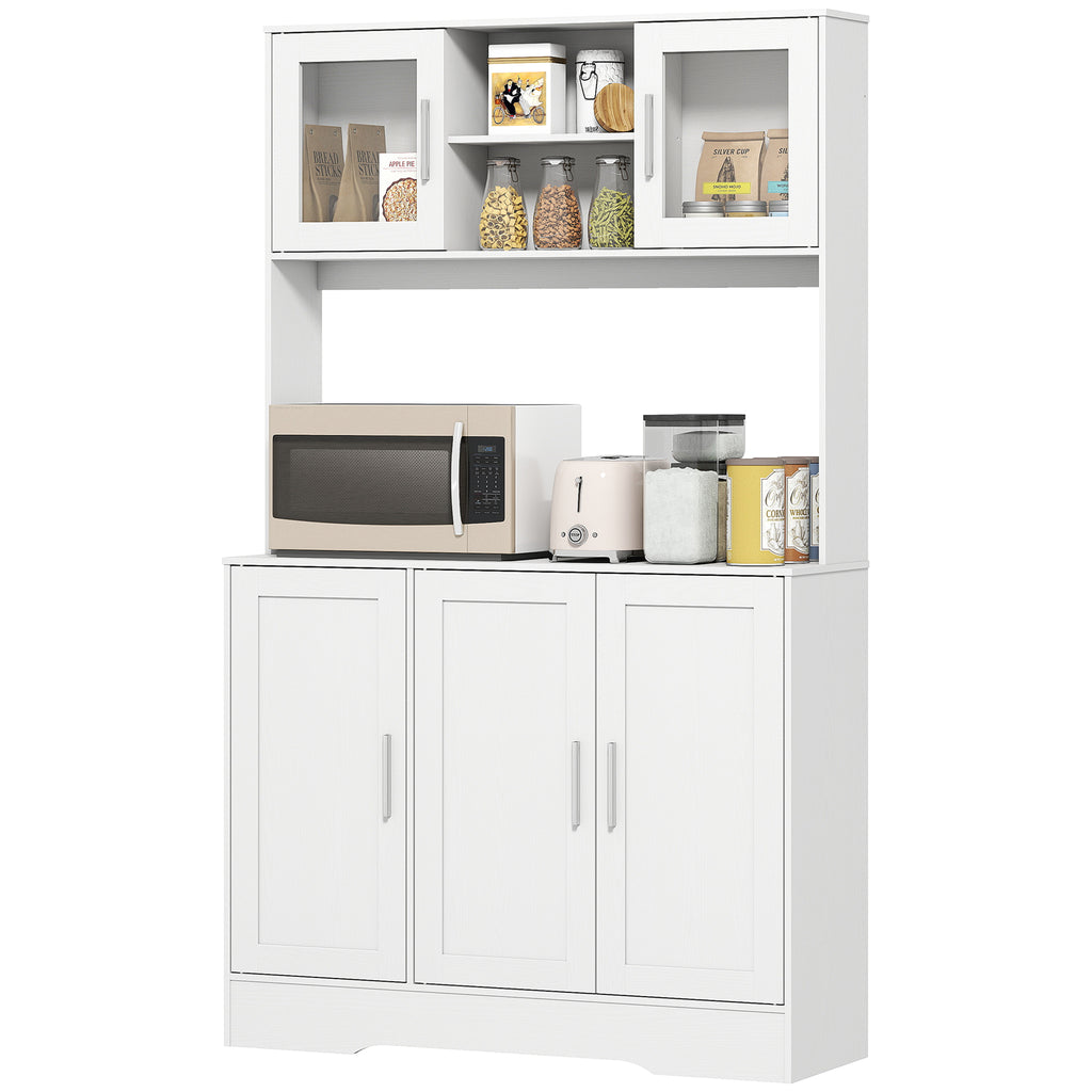 K¨¹chenschrank, Skandinavisches Design, 4 Schr?nke, verstellbare Regale, Glast¨¹ren, offene Fl?che, Spanplatte, MDF, Wei?