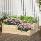 Hochbeet mit 3 Pflanzk?sten, 3-stufiges Design, offenere Boden, 108 cm x 88 cm x 36 cm, Natur