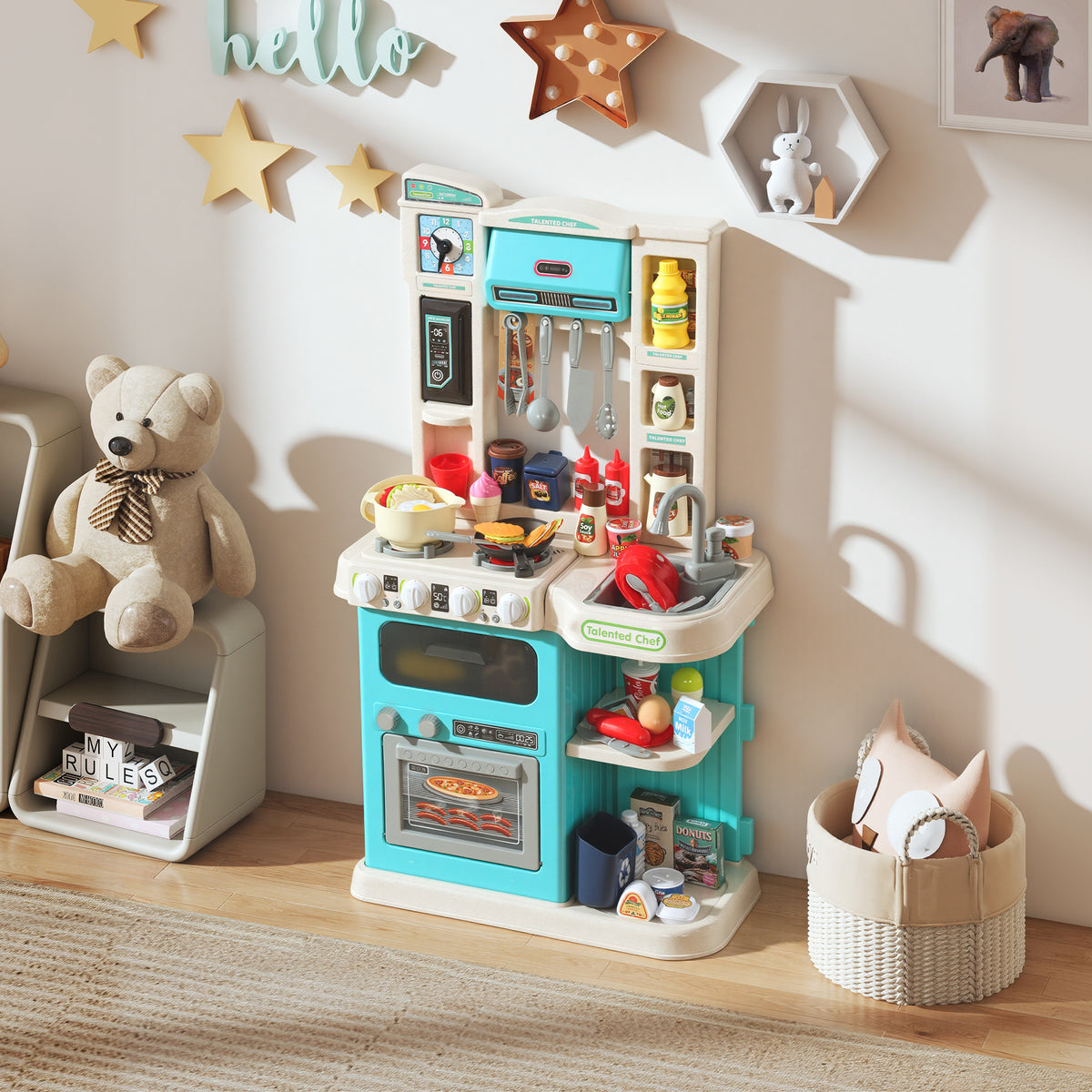 92-teiliges K¨¹chenset f¨¹r Kinder, Wasserhahn, Kunststoff, 3-6 Jahre, Gr¨¹n