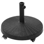 Sonnenschirmständer 25kg Schirmständer mit Rollen rund Rattanoptik Ständer für Schirmstangen mit Ø38/48 mm Ständer für Garten, Balkon, Schwarz
