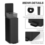 Mülleimer 20L, Soft-Close-Deckel, Deodorant-Fach, Fingerabdrucksicher, Edelstahl, Schwarz