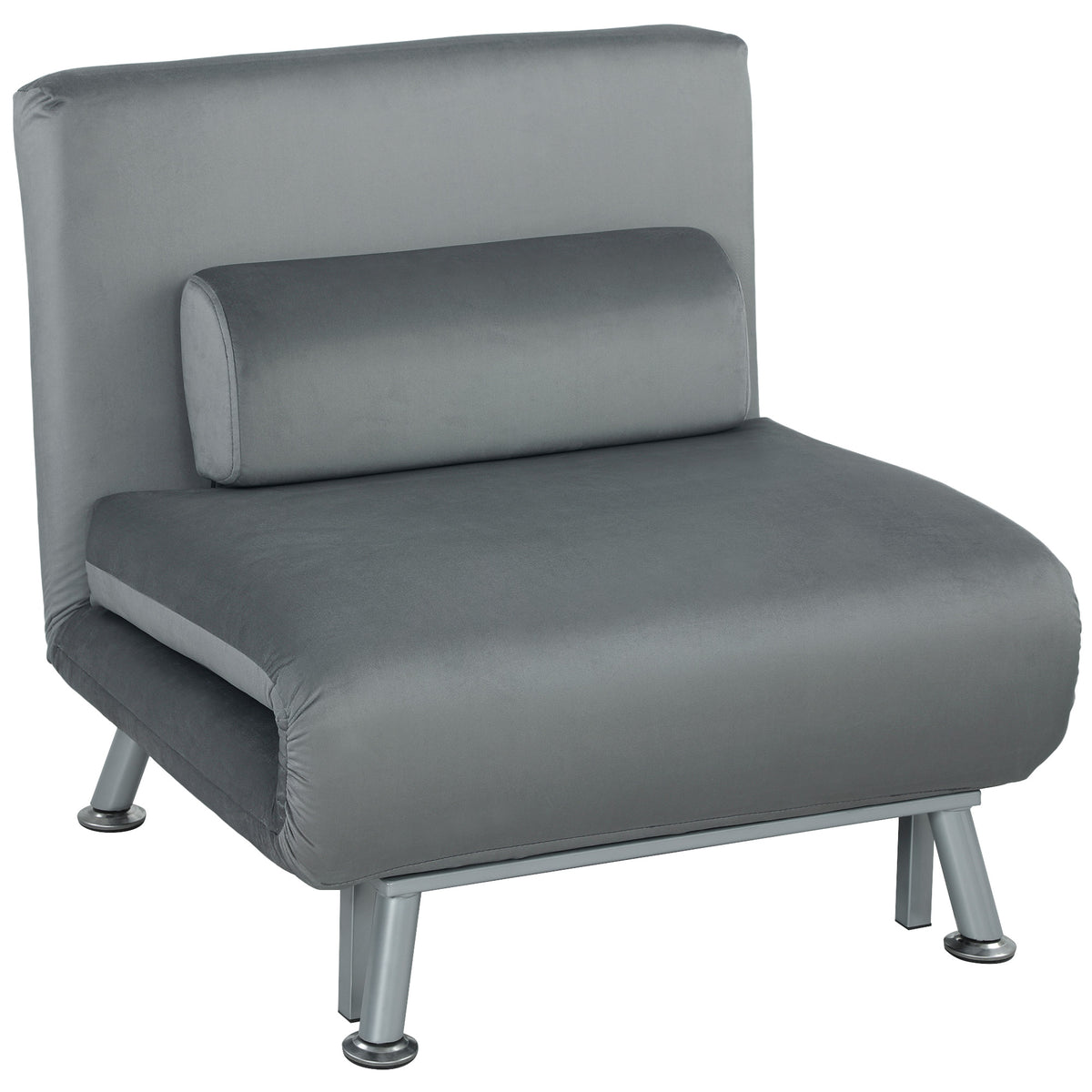 Klappsessel mit Bettfunktion, klappbarer Relaxsessel in Samtoptik, Verstellbare R¨¹ckenlehne, 75 x 70 x 75 cm, Grau