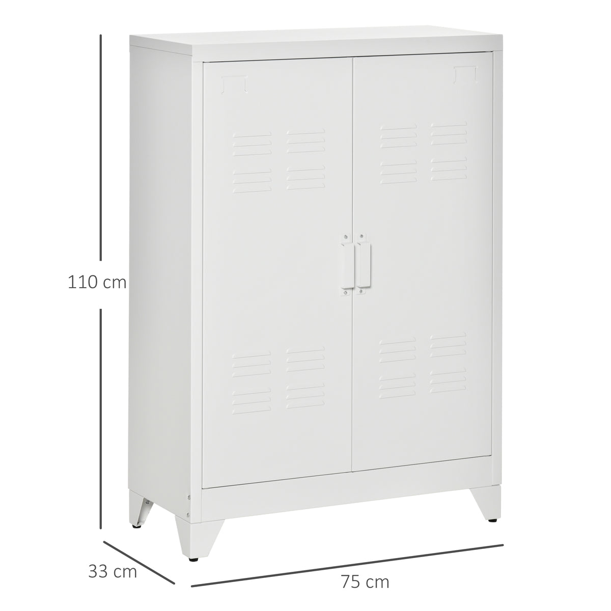 Aktenschrank Metallschrank Mehrzweckschrank mit magnetischer Lamellen-Doppelt¨¹r 75 x 33 x 110 cm Wei?