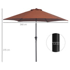  Knickschirm Sonnenschirm Gartenschirm Marktschirm mit Handkurbel Alu 180/㎡ Polyester Stahl Kaffee Ø2,6 x 2,35 m