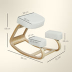 Kniestuhl, ergonomischer Sitzhocker, Polsterhocker für gesunde Sitzhaltung, Birkenholz, 120 kg belastbar, Cremeweiß
