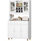 180 cm K¨¹chenschrank, 2 Glast¨¹ren, 3 Schubladen, 4 verstellbare Regale, Esszimmerschrank, Spanplatte, Wei?