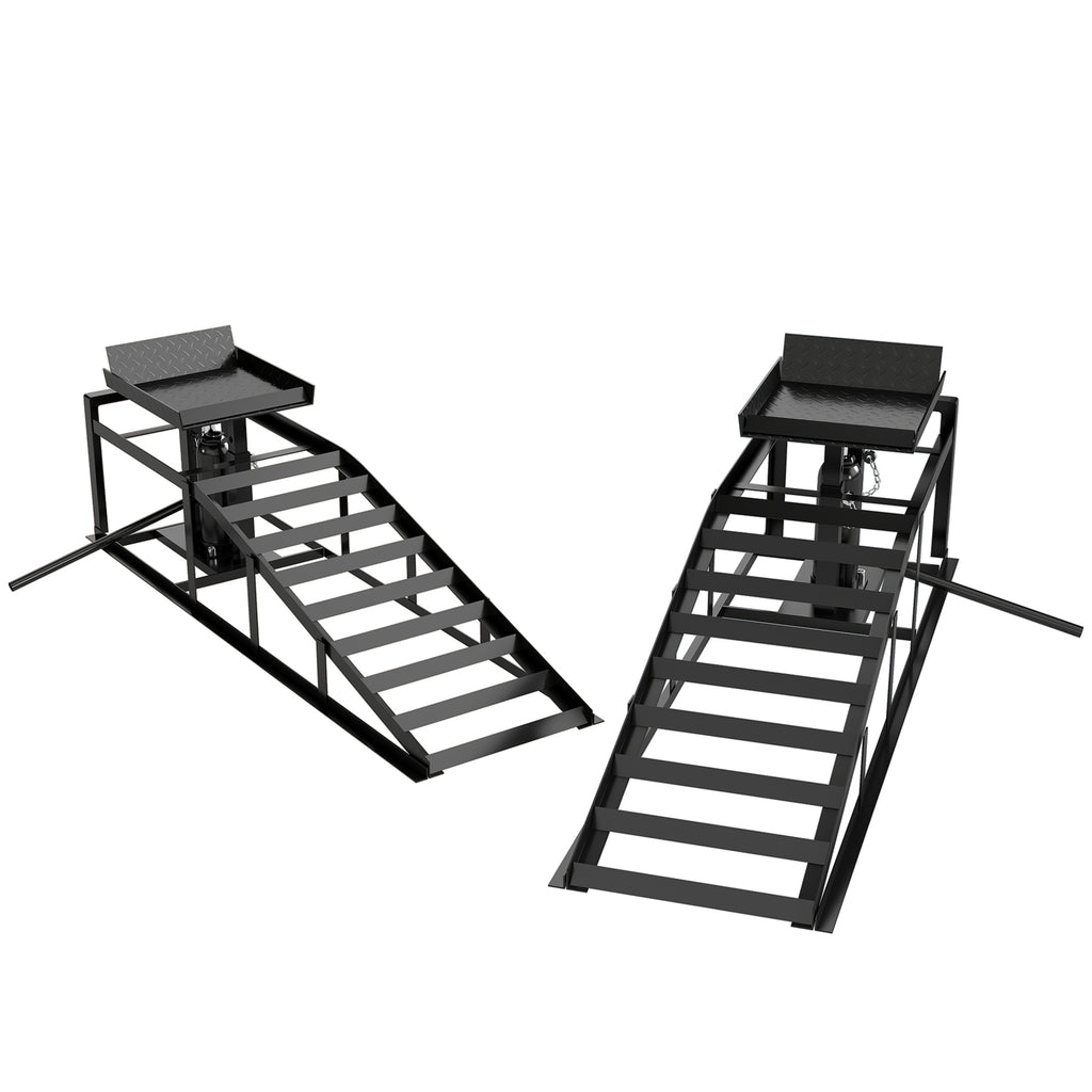2er-Set hydraulische Auffahrrampe höhenverstellbar Schwellenrampe 3 t Tragkraft, Bordsteinrampe für Reifen bis 23 cm