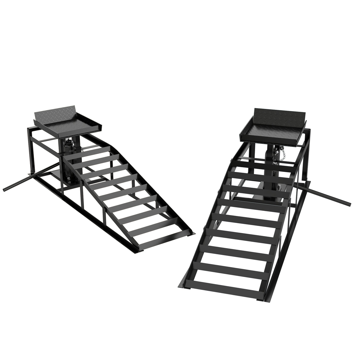 2er-Set hydraulische Auffahrrampe höhenverstellbar Schwellenrampe 3 t Tragkraft, Bordsteinrampe für Reifen bis 23 cm
