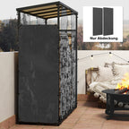 Abdeckung f¨¹r Brennholzregal, 2er-Set, wetterfest & staubdicht, 148 x 62 cm, Schwarz