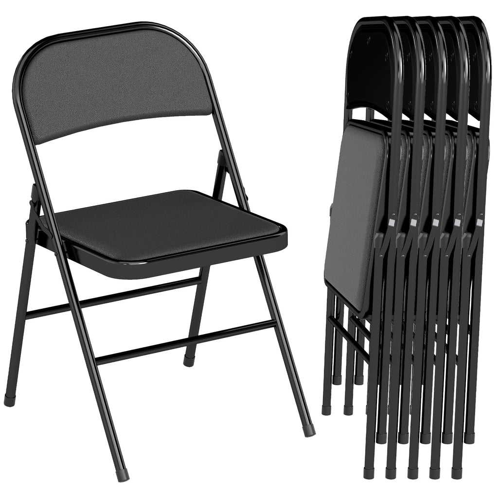2er-Set Klappstühle, Tragbare Bürostühle, Stahlbeine, Faltstuhl für Büro, Empfang, Wartezimmer, Kunstleder, Schwarz