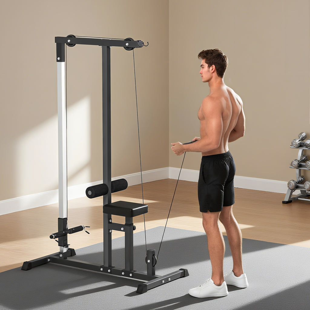 Exercise Pulley Machine Power Tower with Adjustable Seat Cable Positions