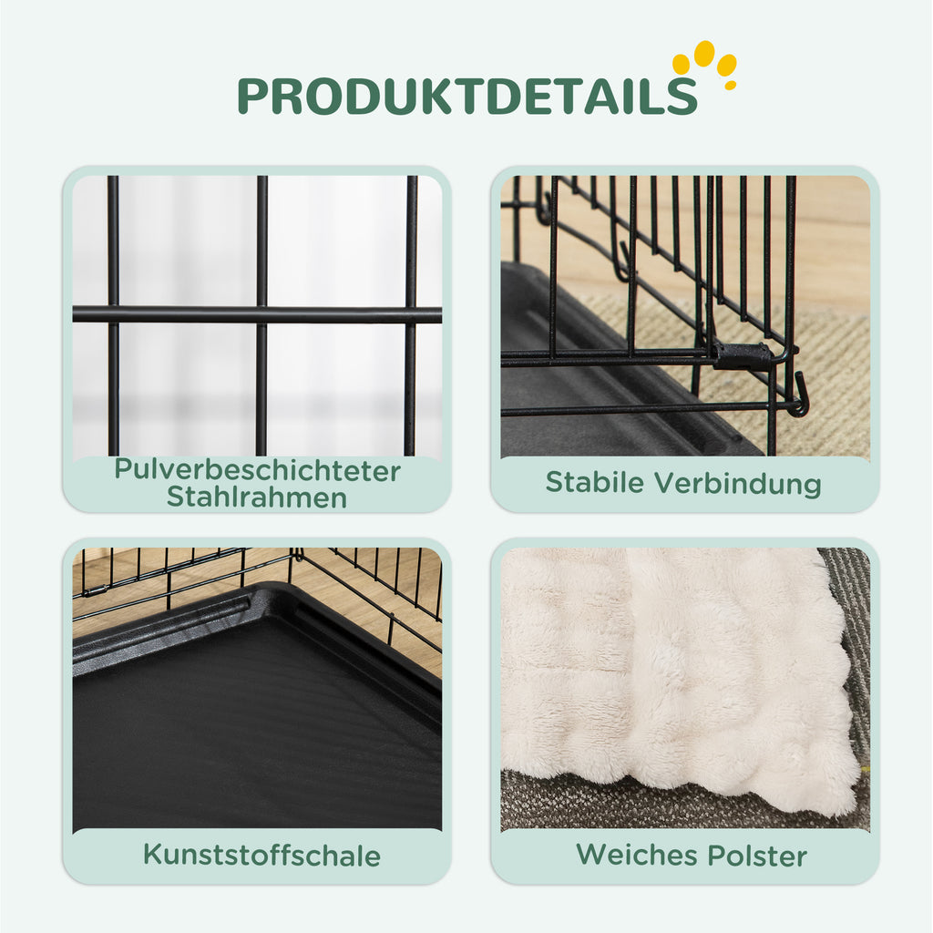 Hundekäfig klappbar für kleine Hunde 75 x 48,5 x 53 cm Schwarz
