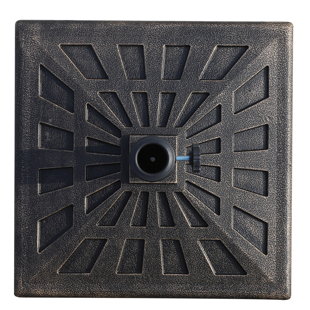 15kg Resin Durable Patterned Colophony Garden Patio Square Umbrella Stand Base Stand Bronze