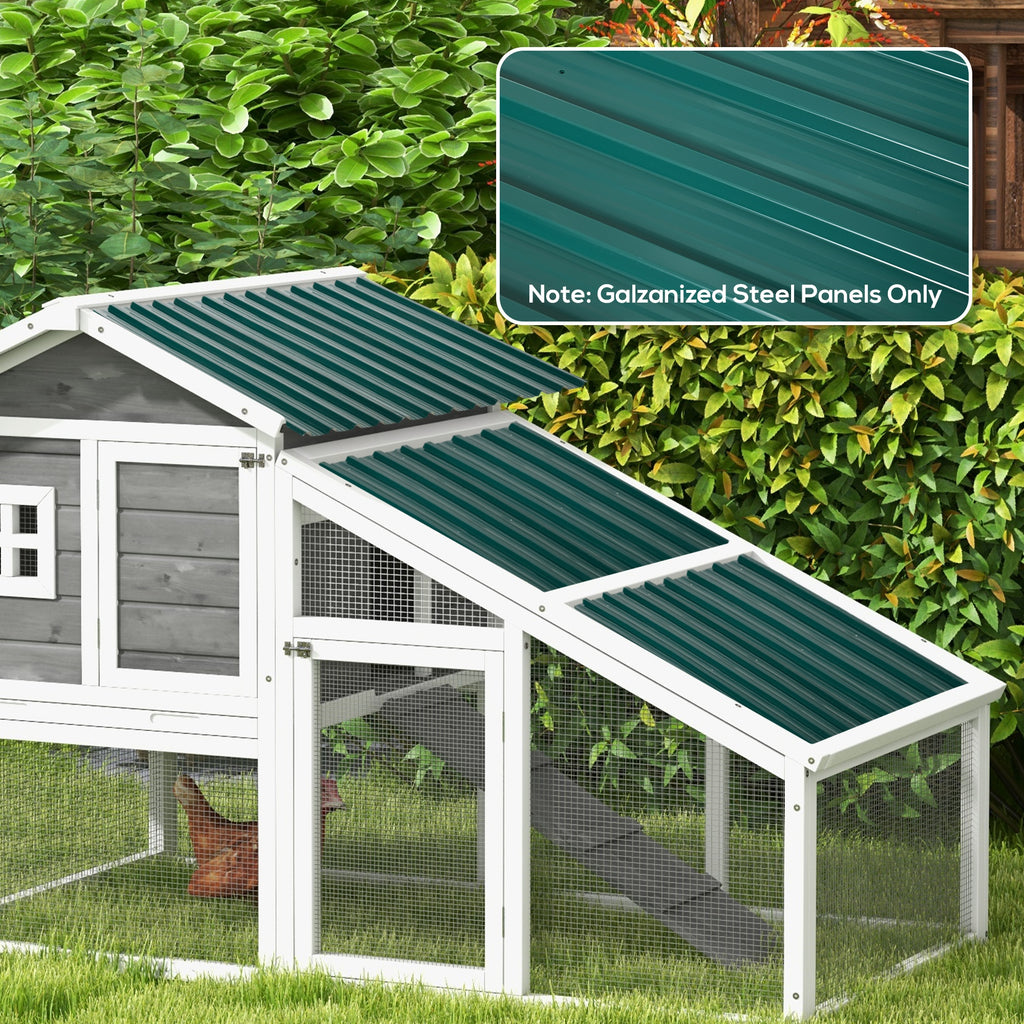 Set of 12 Corrugated Steel Roof Sheet Panels - Green