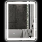 Badezimmerspiegel, beleuchtet, Touch-Steuerung, beschlagfrei, dimmbar, 3 Lichtfarben, 60 x 80, Silber