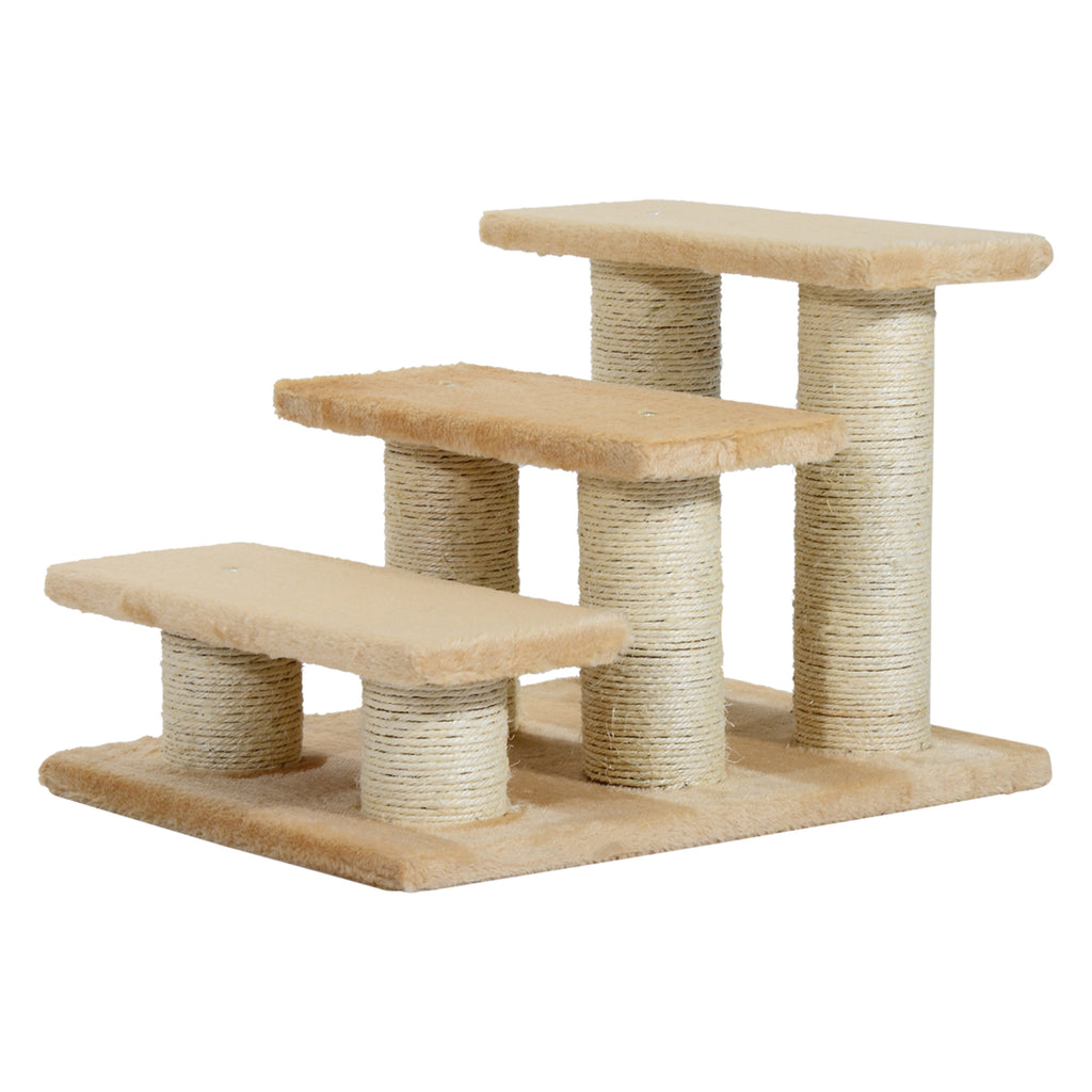  Pet Stairs 3-step Pet Ladder Cat dog Stairs Climb Ladder Cat Tree, Beige