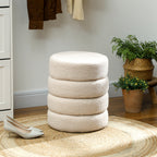 Hocker, rund, Teddyfleece, bis 120kg, ¦µ40x45H cm, Beige