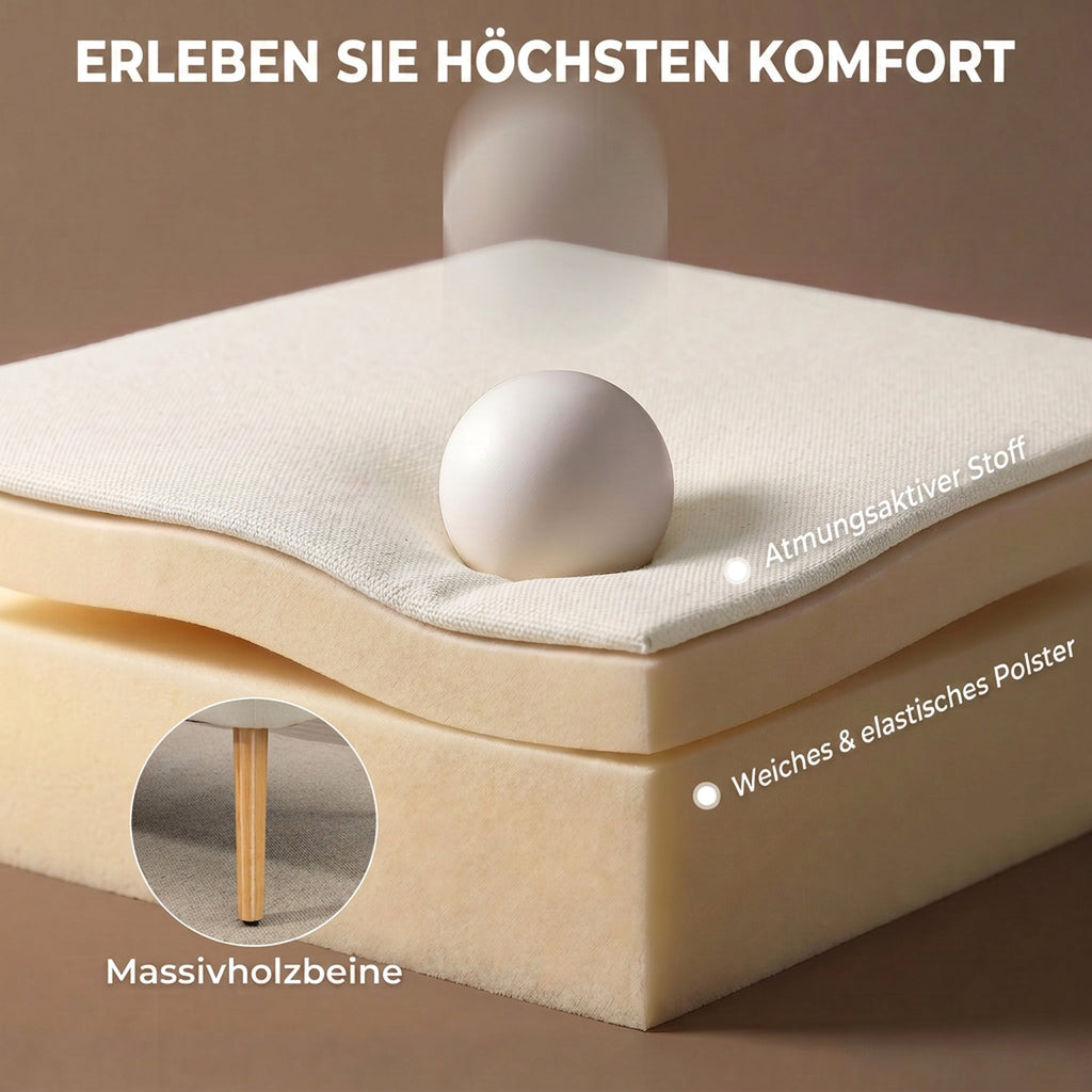 2-Sitzer Sofa, weiche Polsterung, pflegeleichter Bezug, bis 220 kg, 117 x 56,5 x 77 cm, Cremeweiß