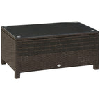 PE Rattan Garden Coffee Table with Glass Table Top - Brown