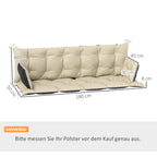 Outdoor-Kissen-Set für Bank oder Hollywoodschaukel, zweifarbig, Polyester, Schaumstoff, 180 x 110 x 8 cm, Beige+Schwarz