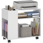 Druckerständer Druckertisch mit Unterteiltem Fach, Ablageflächen für Büro 70 x 34 x 60 cm Weiß