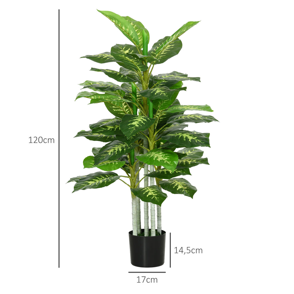Kunstpflanze, Kunststoff-Pflanze, Zementtopf, Indoor und Outdoor, 120 cm, Gr¨¹n