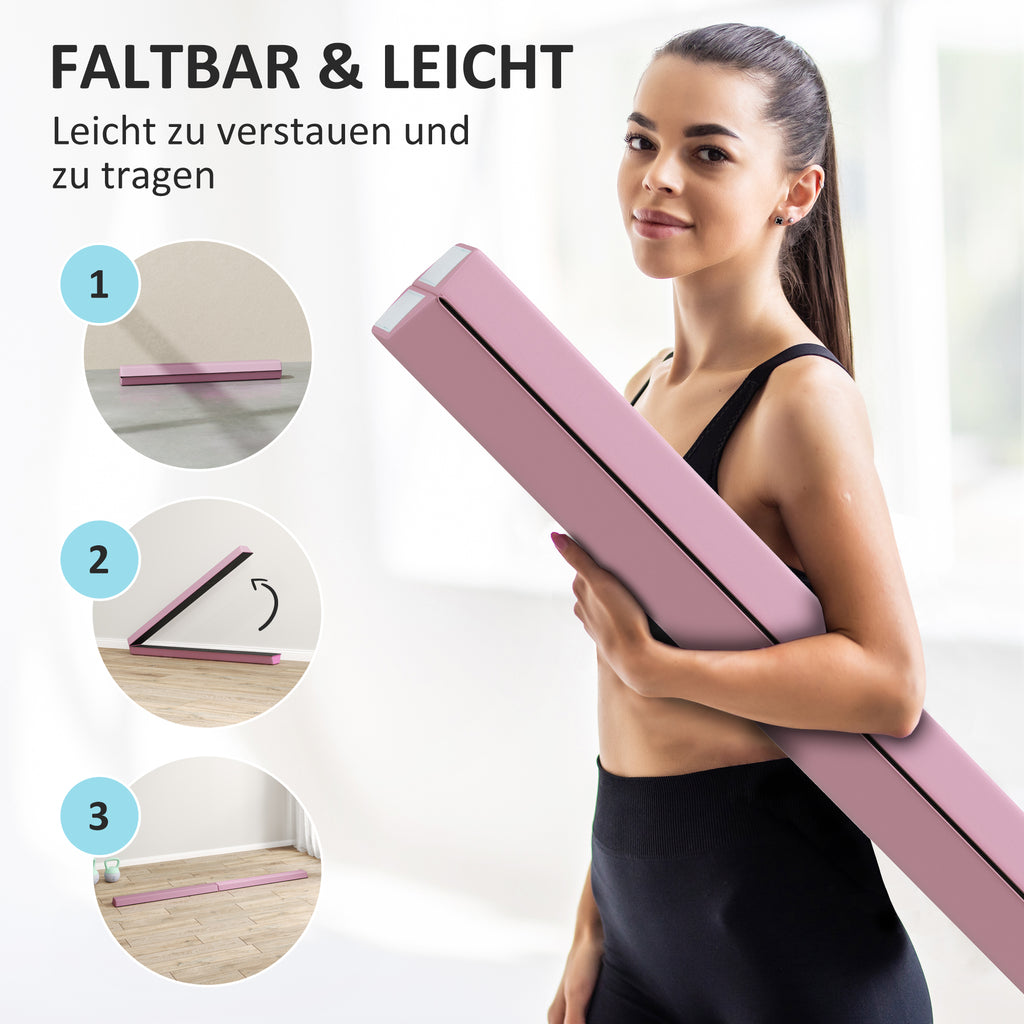 236 cm Klappbarer Schwebebalken für Jugendliche 80kg Rosa