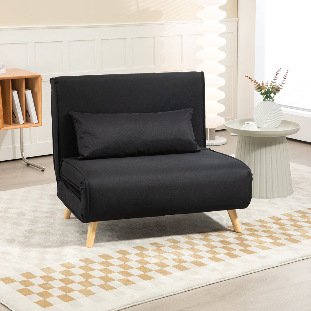 Relaxsessel mit Bettfunktion, f¨¹r 1 Person, Modern-Design, bis 120 kg, 94x78x80cm, Schwarz